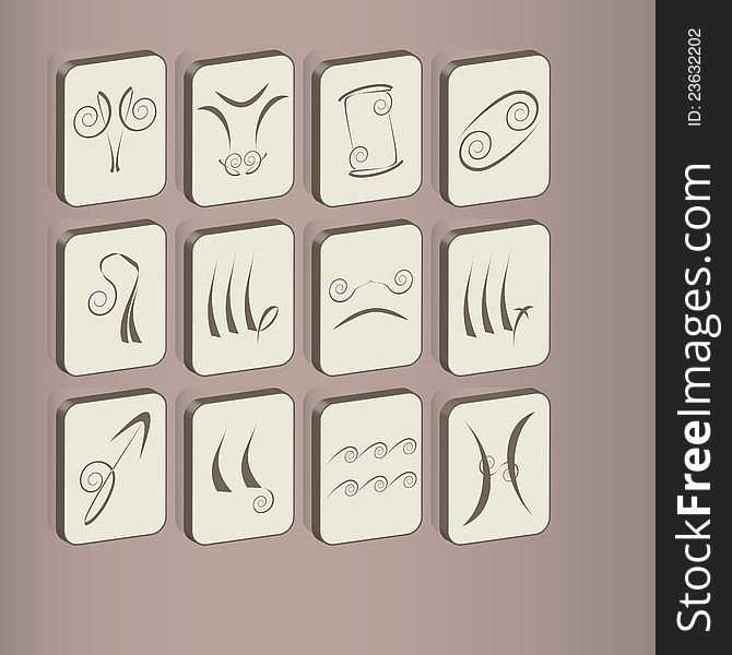 Fine set of icons with zodiac signs. Fine set of icons with zodiac signs