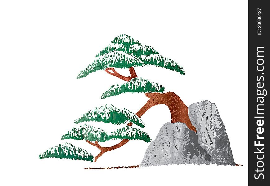 Illustration of a tree on the stone