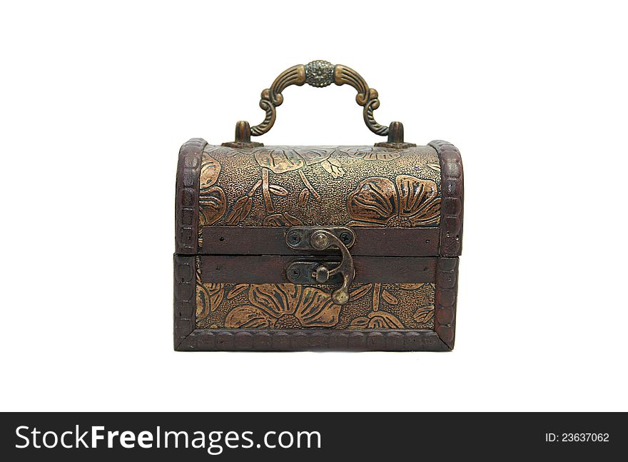 Piratical vintage wooden chest isolated