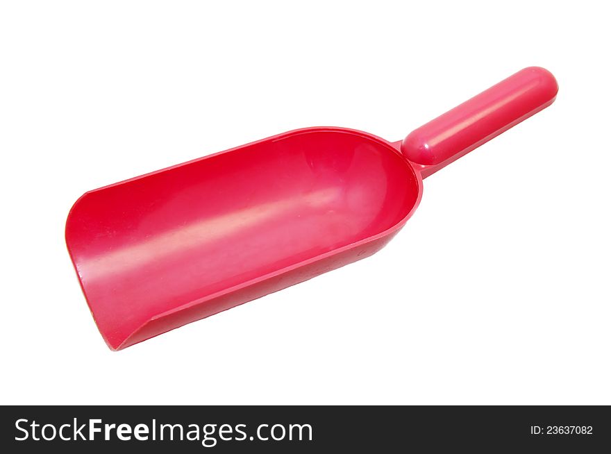Large plastic scoop for solids of red. Large plastic scoop for solids of red