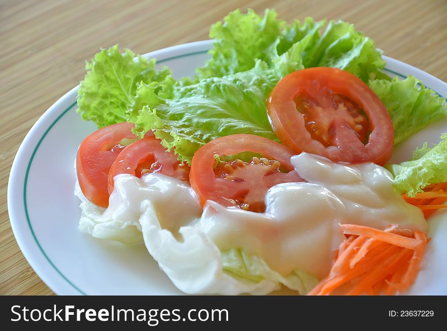 Fresh organic salad with cream sauce. Fresh organic salad with cream sauce