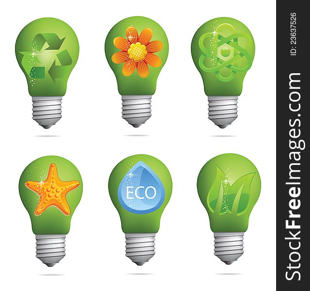 Abstract Creative Eco Bulb Sign Set