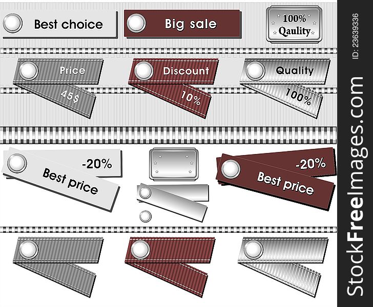 Set Best Labels Grey Metallic And Brown Color