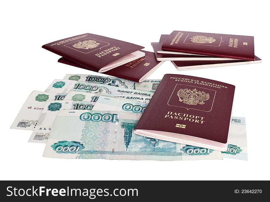 Passports of Russian Federation and russian paper currency