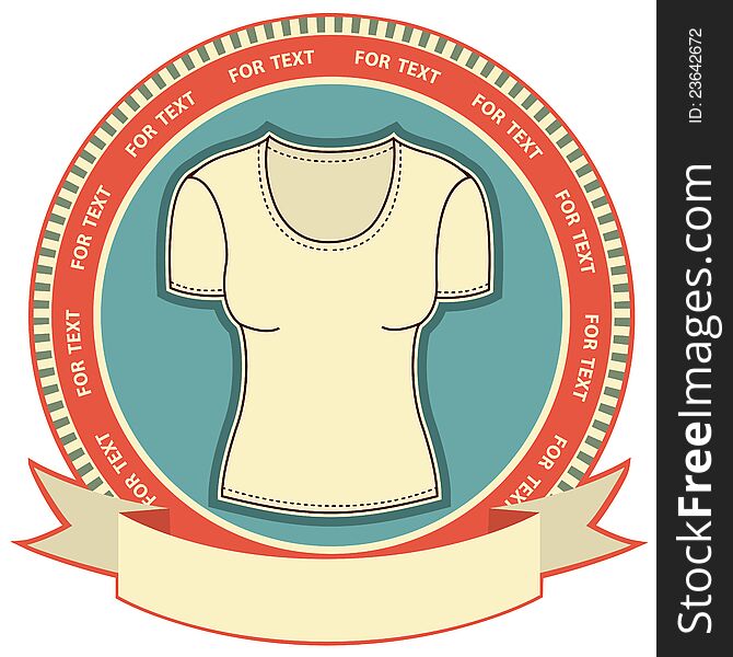 Clothes label set on white.Vector woman t-shirt background