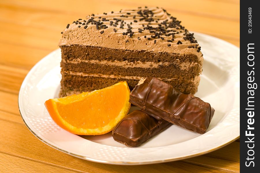 Chocolate Cake Being Sliced