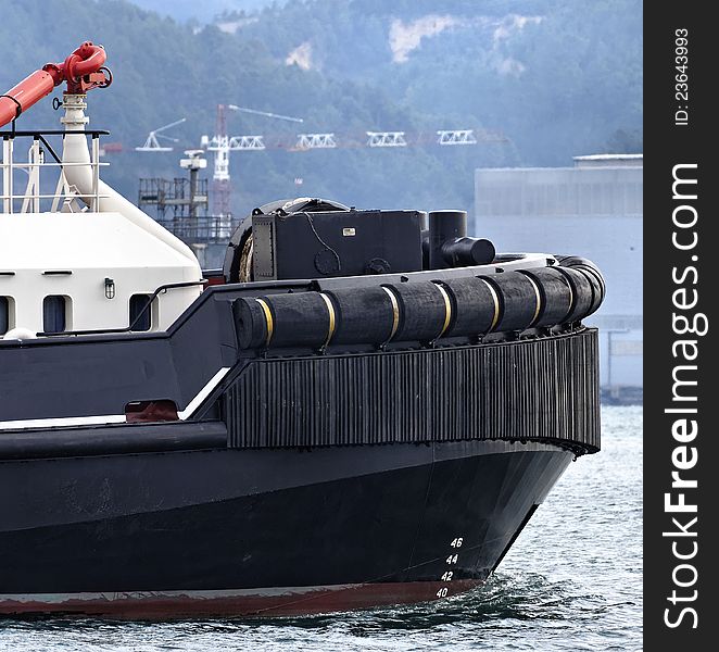 Detail of tugboat in porth of north europe