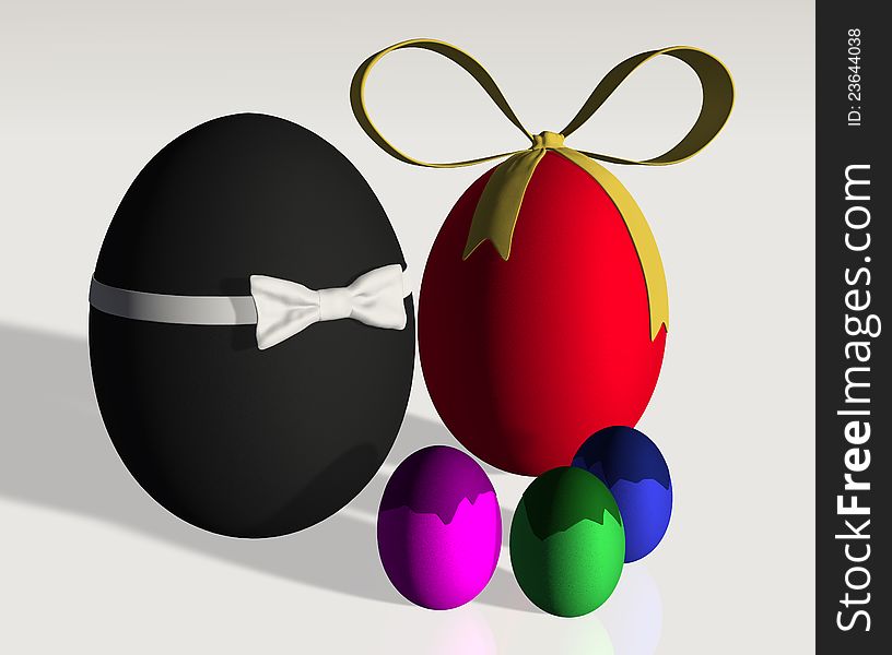 Colored easter eggs family