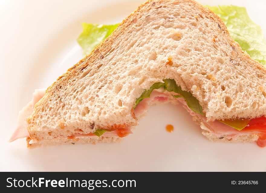 Sandwich on a white plate
