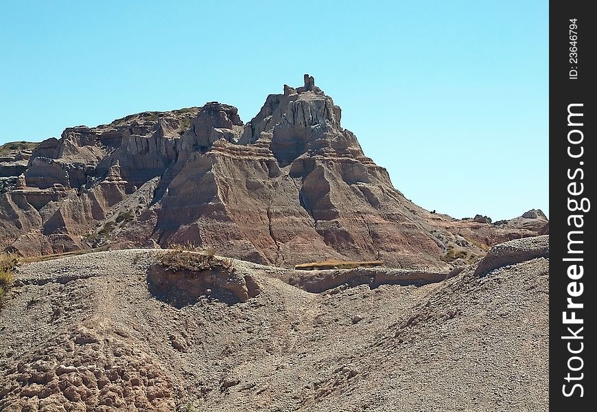 Blue skies over the mountains in the Badlands of South Dakota.  Photo taken May 1, 2010.