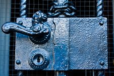 Steel Door Handle With Lock Stock Image Steel Door Handle With Lock Stock Image
