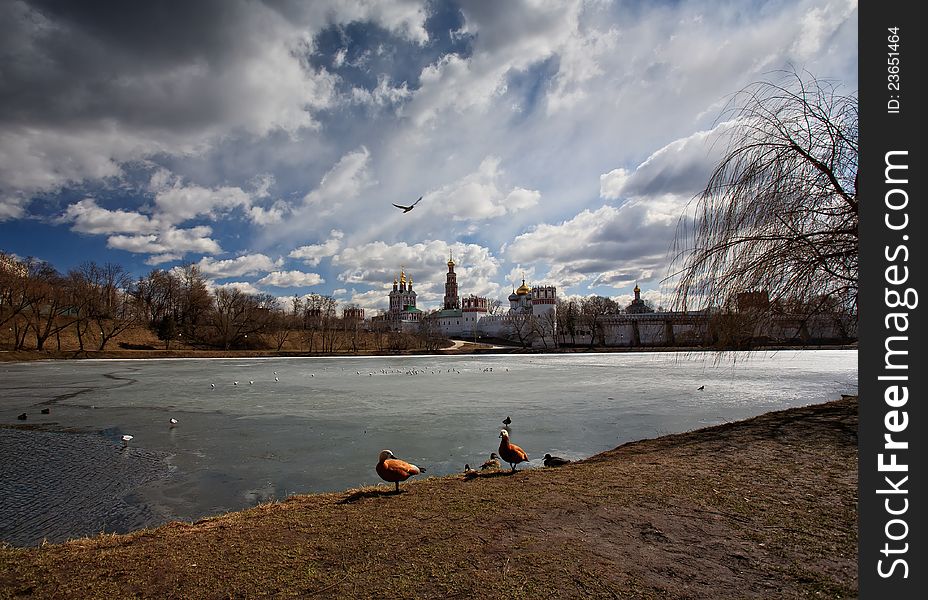 Novodevichy Monastery.Moscow, Russia spring