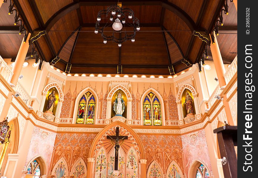 Christ church interior in Chantaburi, Thailand