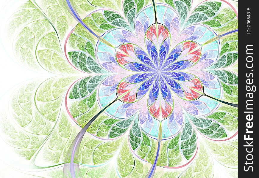 Colorful spring and easter illustration, fractal flower