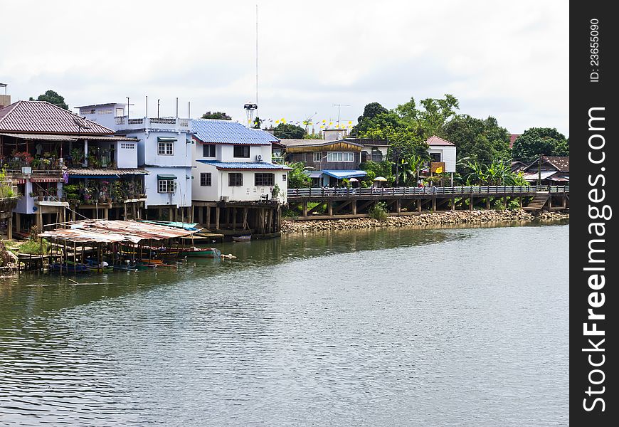Riverside residential of local Thai people in Thailand