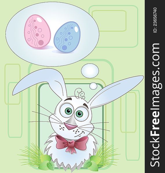 Easter Bunny with Easter eggs, postcard. Easter Bunny with Easter eggs, postcard