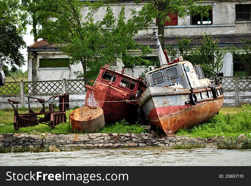 Old fisherman boats in Sulina, Romania