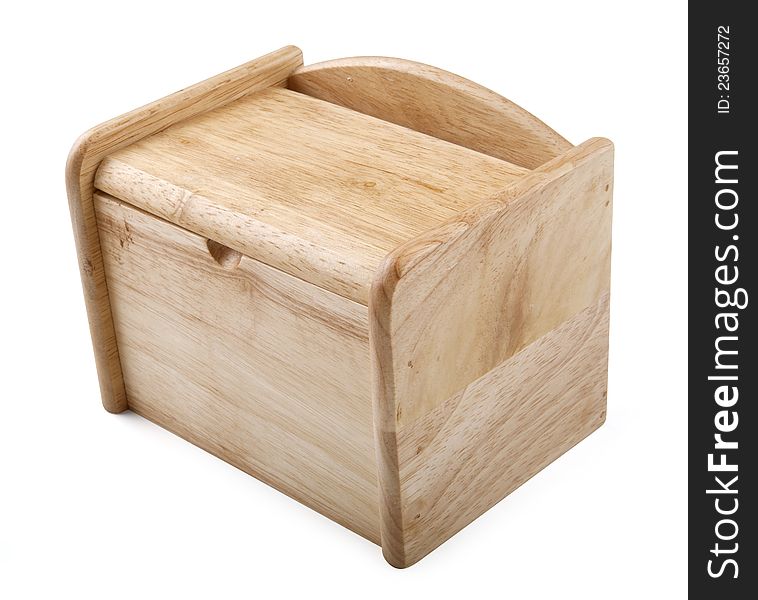 Wooden saltbox on the white background