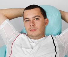 Man Resting After Exercises In Gym Stock Photos Man Resting After Exercises In Gym Stock Photos