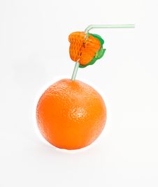 The Orange With The Duct For Juice Royalty Free Stock Photography