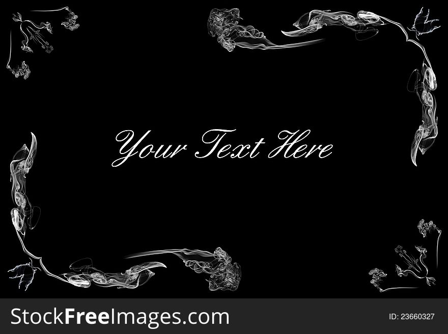 Abstract vintage white frame with space for text on black background. Abstract vintage white frame with space for text on black background