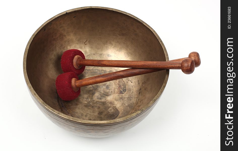 Tibetan singing bowl with felt mallets