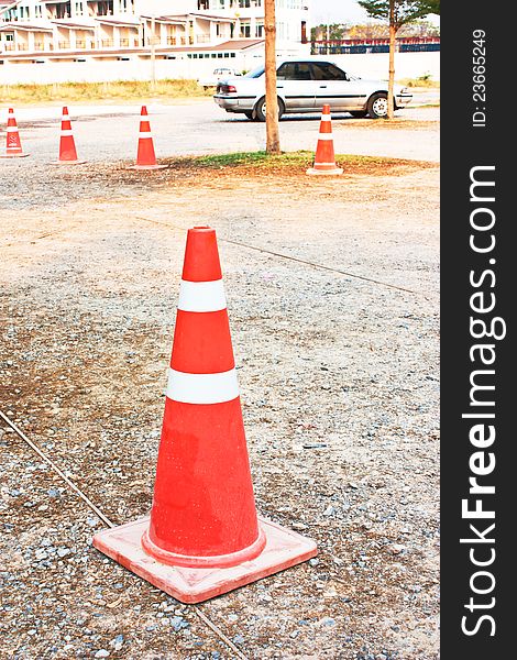 Traffic sign on car park area