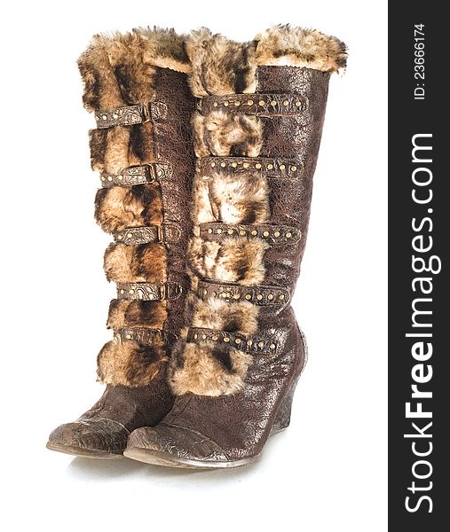 Brown Womens Boots with Fur