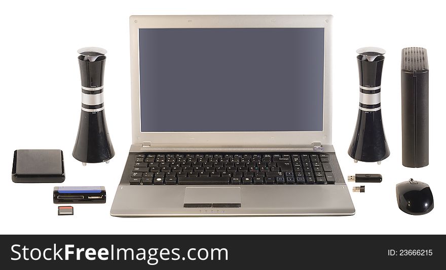 Silver Laptop and other equipment