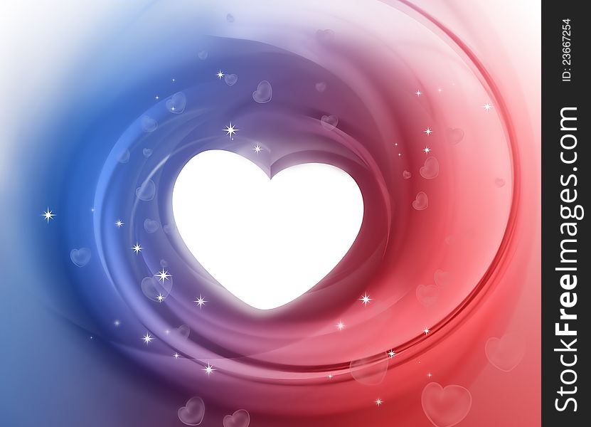 Romantic background with red and blue hearts