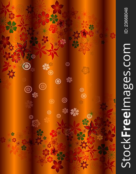 Glittering floral designs on brown background