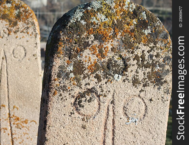 The old headstone in Greek Village Sille, Konya, Turkey. The old headstone in Greek Village Sille, Konya, Turkey.