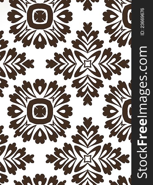 Vintage floral seamless pattern in white and black colors for textile or wallpaper design