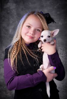 Girl With Dog Royalty Free Stock Images
