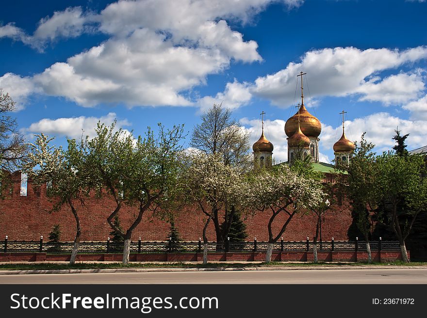 Russia Tula kremlin sky clouds cherry