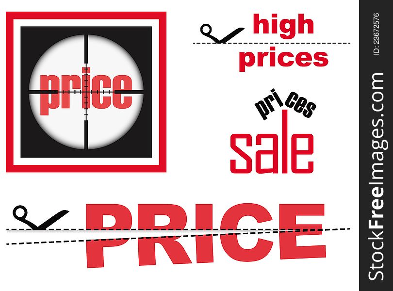 Sale signs set with price reduction subjects