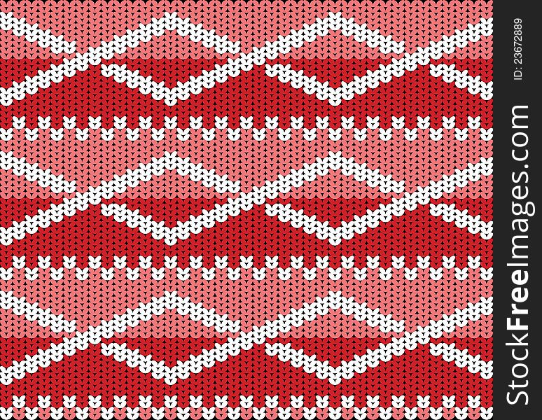 Knitted texture with ornament, vector illustration