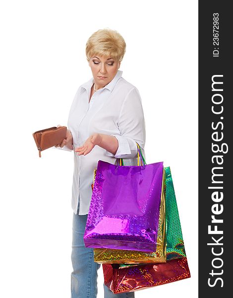 The Woman With Astonishment Looks At Purchases