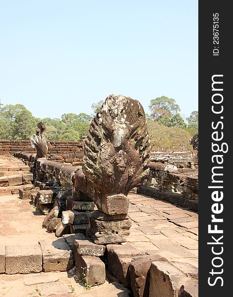 Naga statue in Terrace of the elephants, Angkor Thom, Siemreap