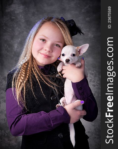 Portrait of the beautiful girl with chihuahua. Portrait of the beautiful girl with chihuahua