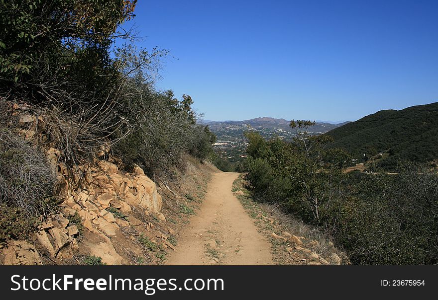 Hiking trail, skies and trees, Thousand Oaks, CA. Hiking trail, skies and trees, Thousand Oaks, CA