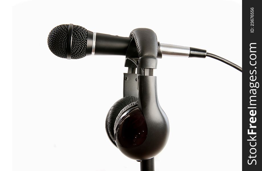 Stage Mic on stand for singer with headset. Stage Mic on stand for singer with headset