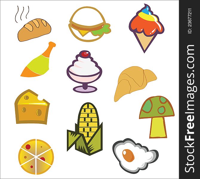 This is a set of vectorized food elements. This is a set of vectorized food elements