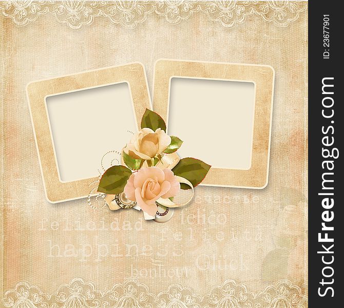 Frame on the the vintage lace background