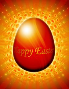 Shining Easter Egg Card With Gold Elements Stock Images