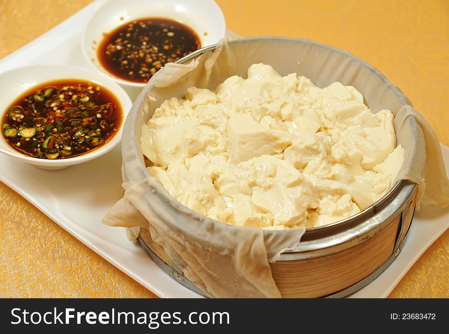 Chinese cuisine - fried tofu fungus. Chinese cuisine - fried tofu fungus