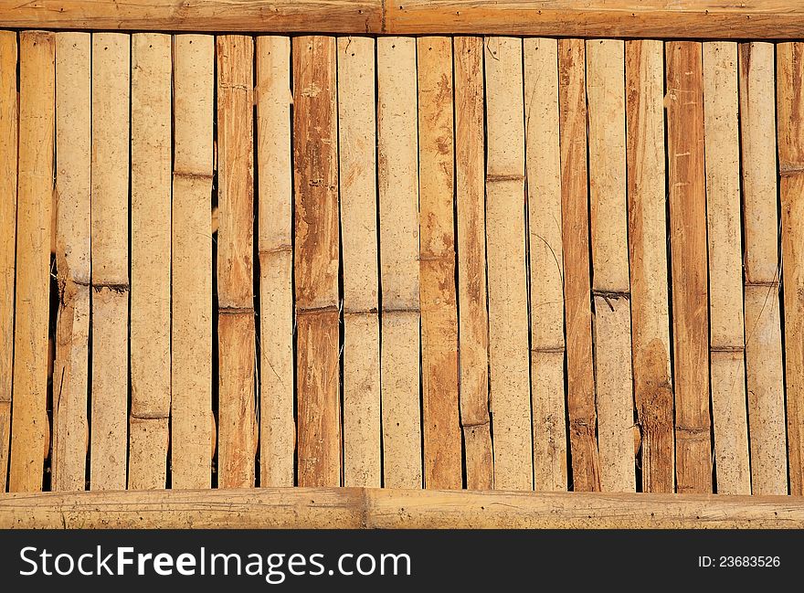 Full frame of bamboo wall background texture.