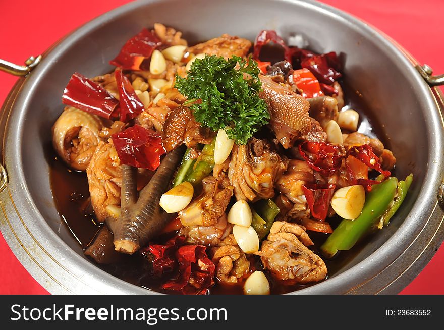 Chinese cuisine - fried Chicken with chili