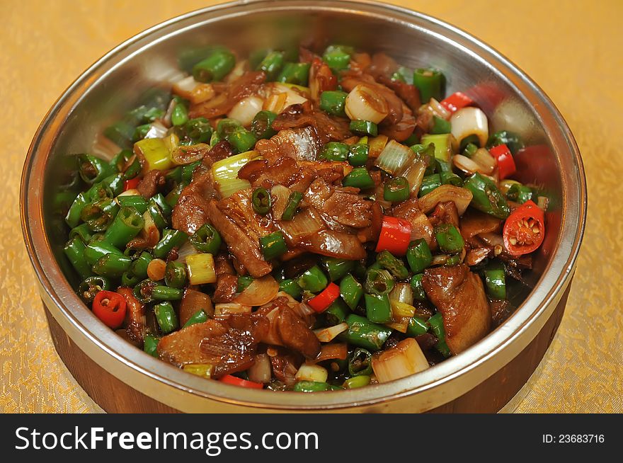 Chinese cuisine - fried beef with chili