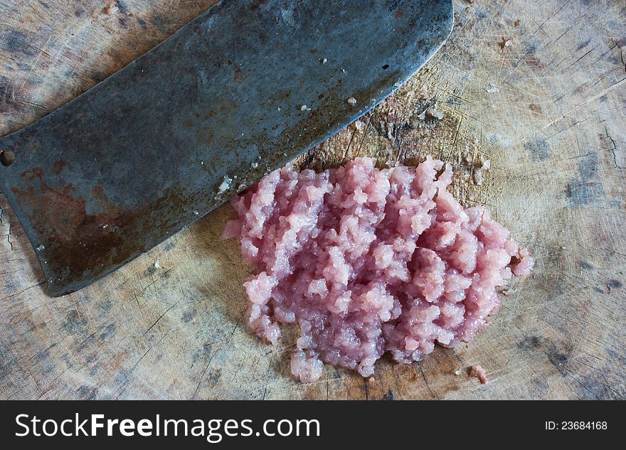 Cutting uncooked  pork fresh  food. Cutting uncooked  pork fresh  food